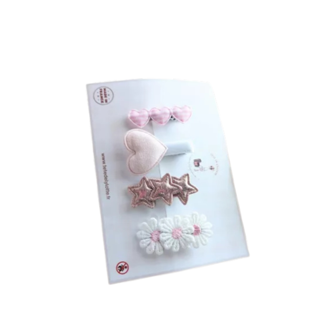 Set de 4 barrettes vintage - Pink