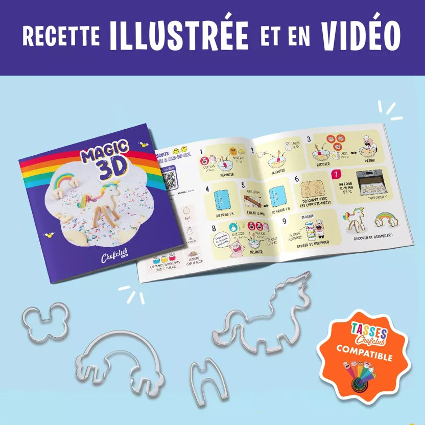 Kit Emporte-Pièces Biscuits 3D - Licorne et Arc-en-Ciel