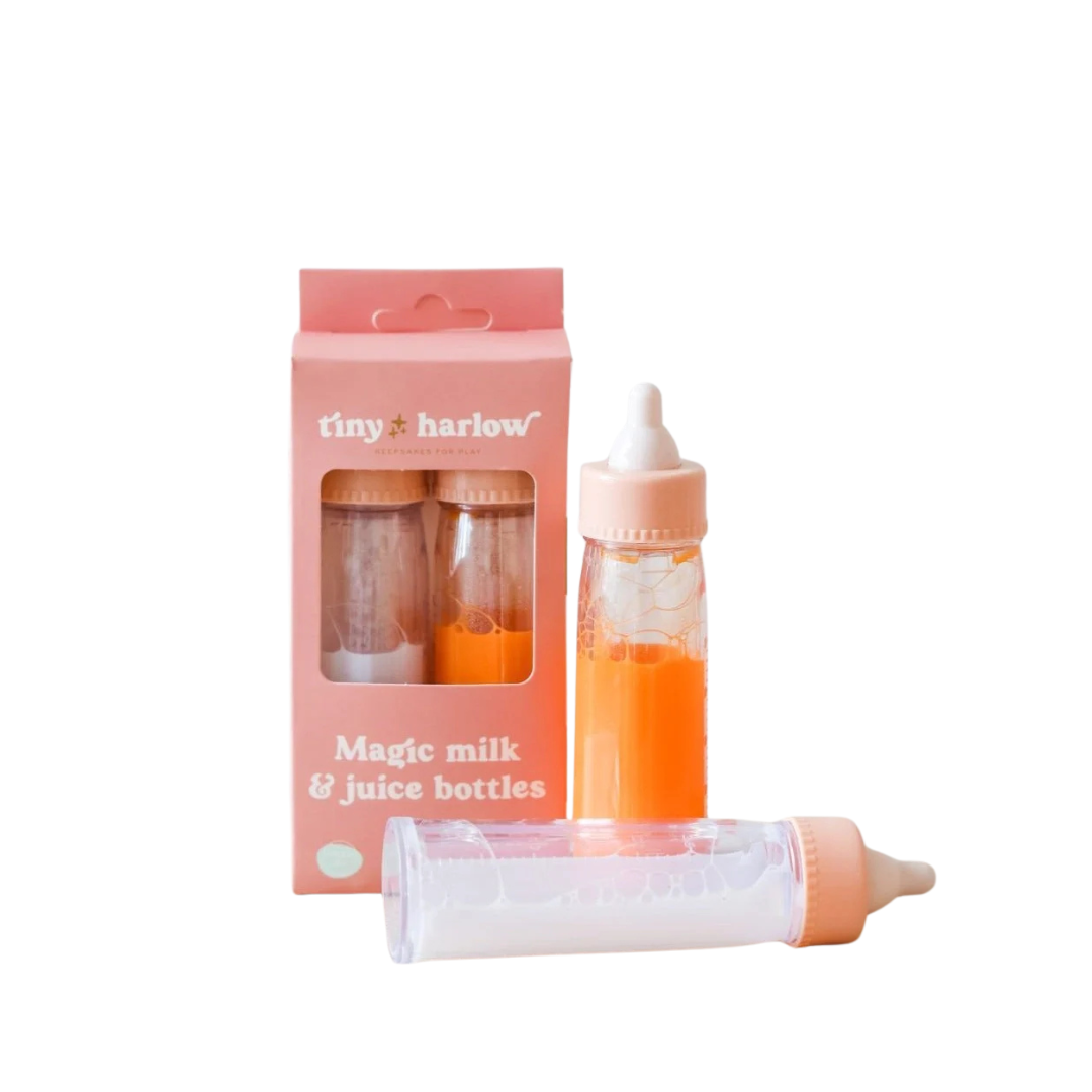 Duo de Biberons Magiques pour poupée - Lait & Jus de fruits