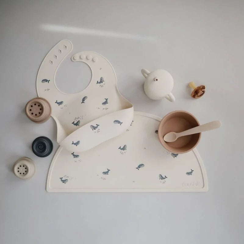 Bavoir en silicone - Baleines