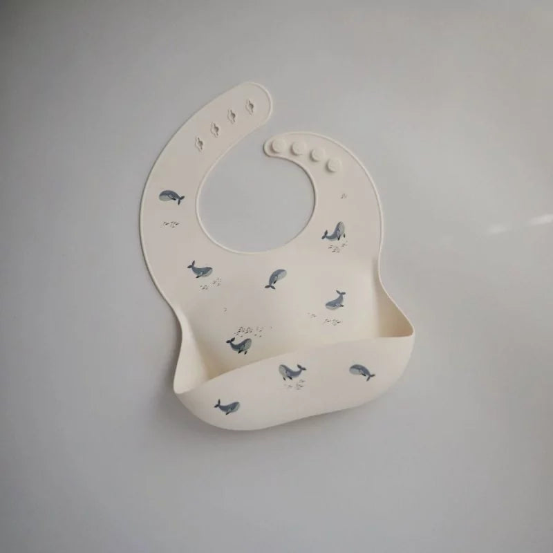 Bavoir en silicone - Baleines