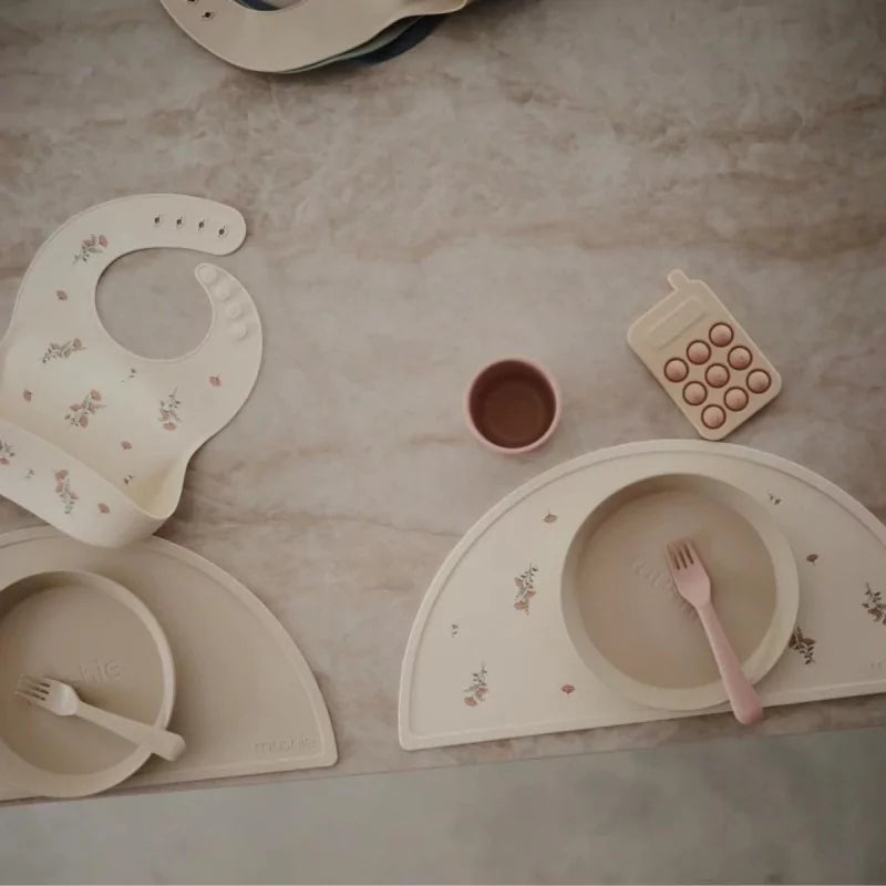 Bavoir en silicone - Fleurs
