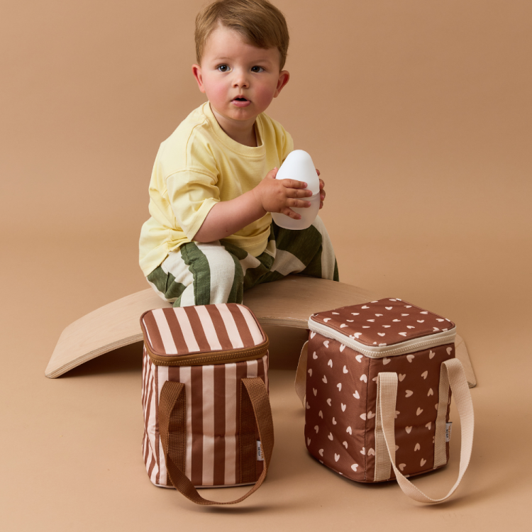 Sac isotherme - Fond beige / Rayures marron