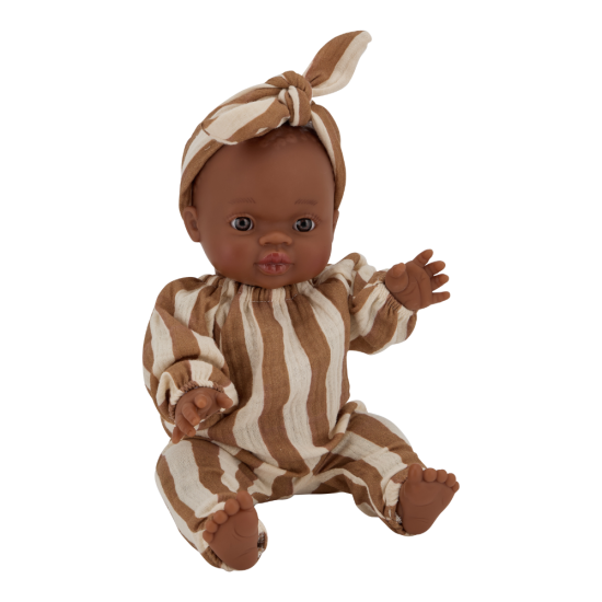 Tenue poupée - Rayures larges caramel
