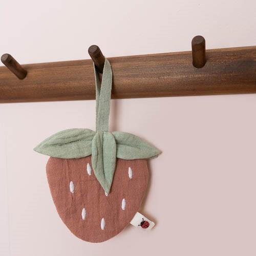 Doudou attache-tétine - Fraise