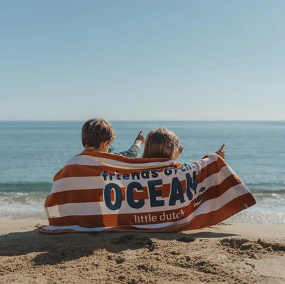 Serviette de plage - Rayures caramel