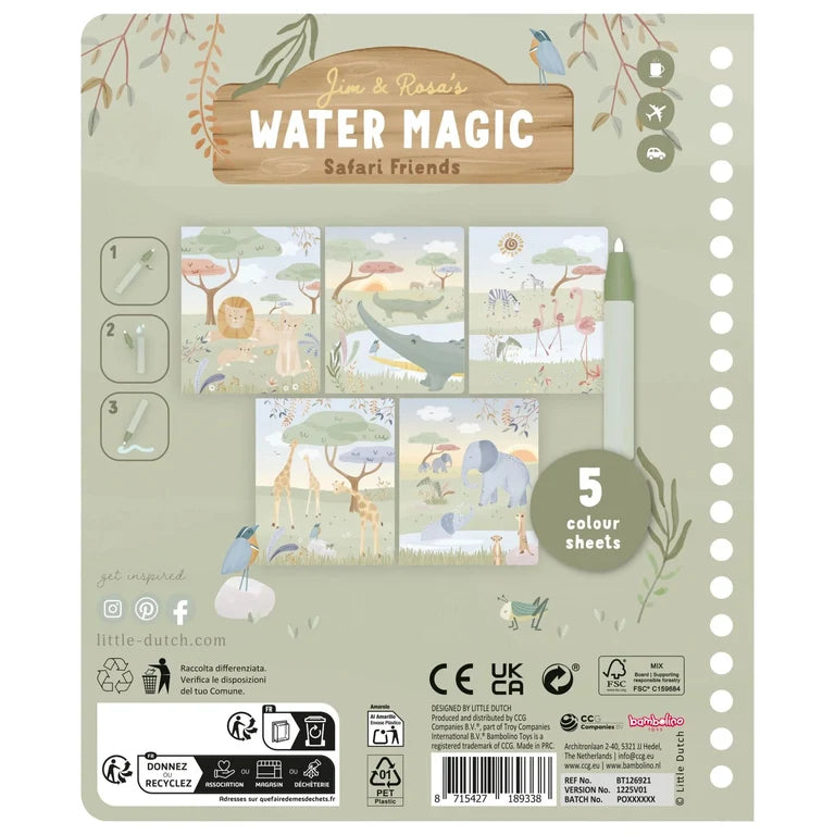 Cahier de coloriage magique à l'eau Jim - Safari Friends