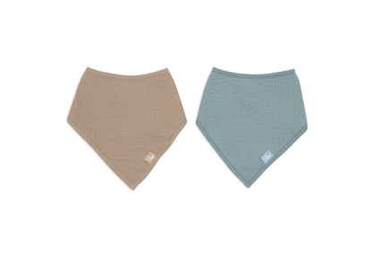 Bavoir bandana - Gaze de coton Sea Green / Biscuit