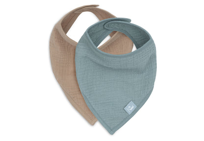 Bavoir bandana - Gaze de coton Sea Green / Biscuit