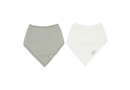 Bavoir bandana - Gaze de coton Olive Green / Oatmeal