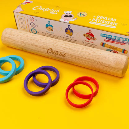 Rouleau à pâtisserie enfant avec anneaux ajustables