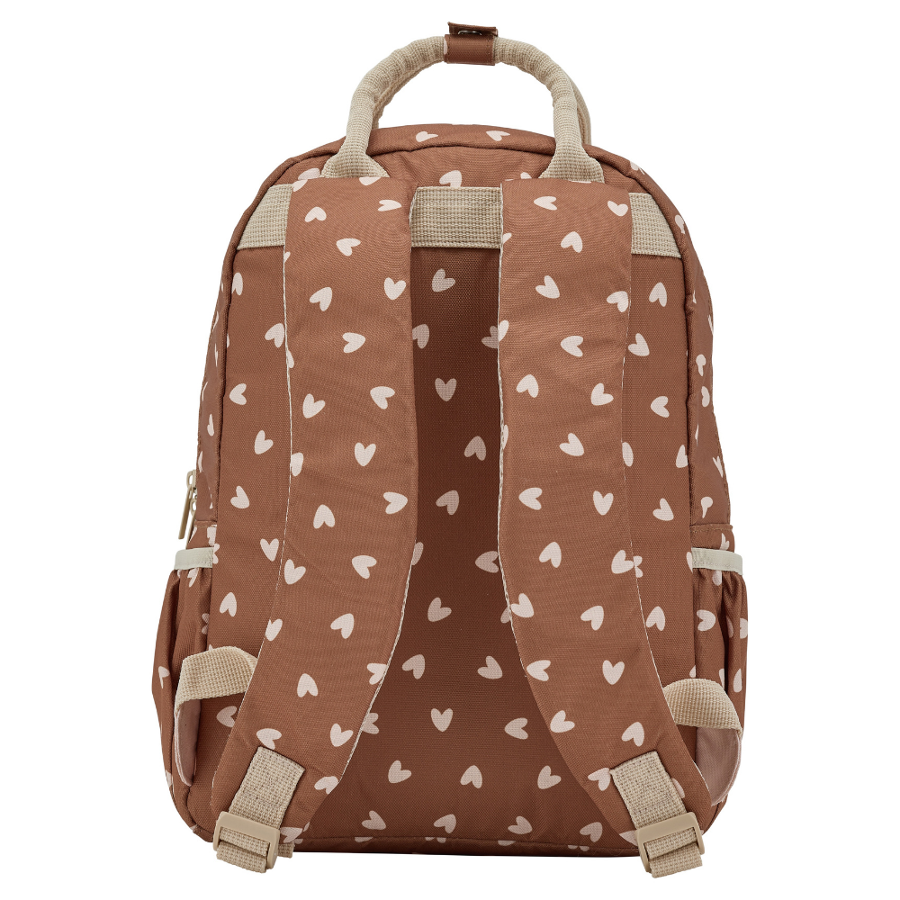 Sac à dos - Coeurs beiges / Fond marron