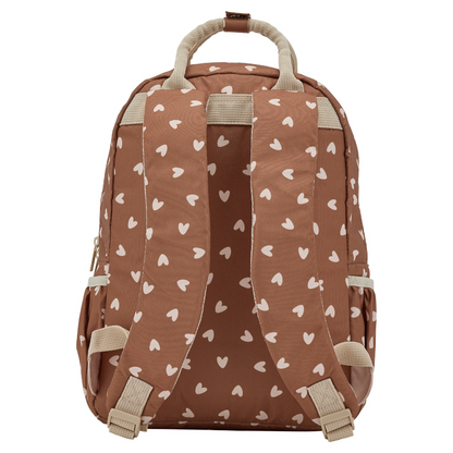 Sac à dos - Coeurs beiges / Fond marron