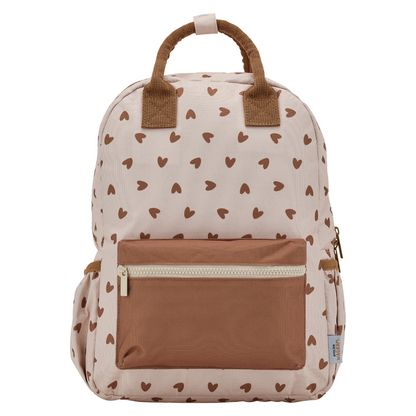 Sac à dos - Coeurs marron / Fond beige