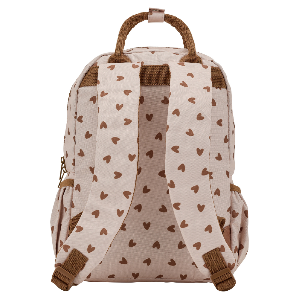 Sac à dos - Coeurs marron / Fond beige