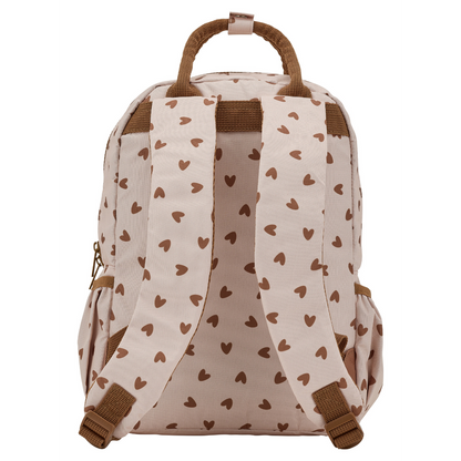 Sac à dos - Coeurs marron / Fond beige
