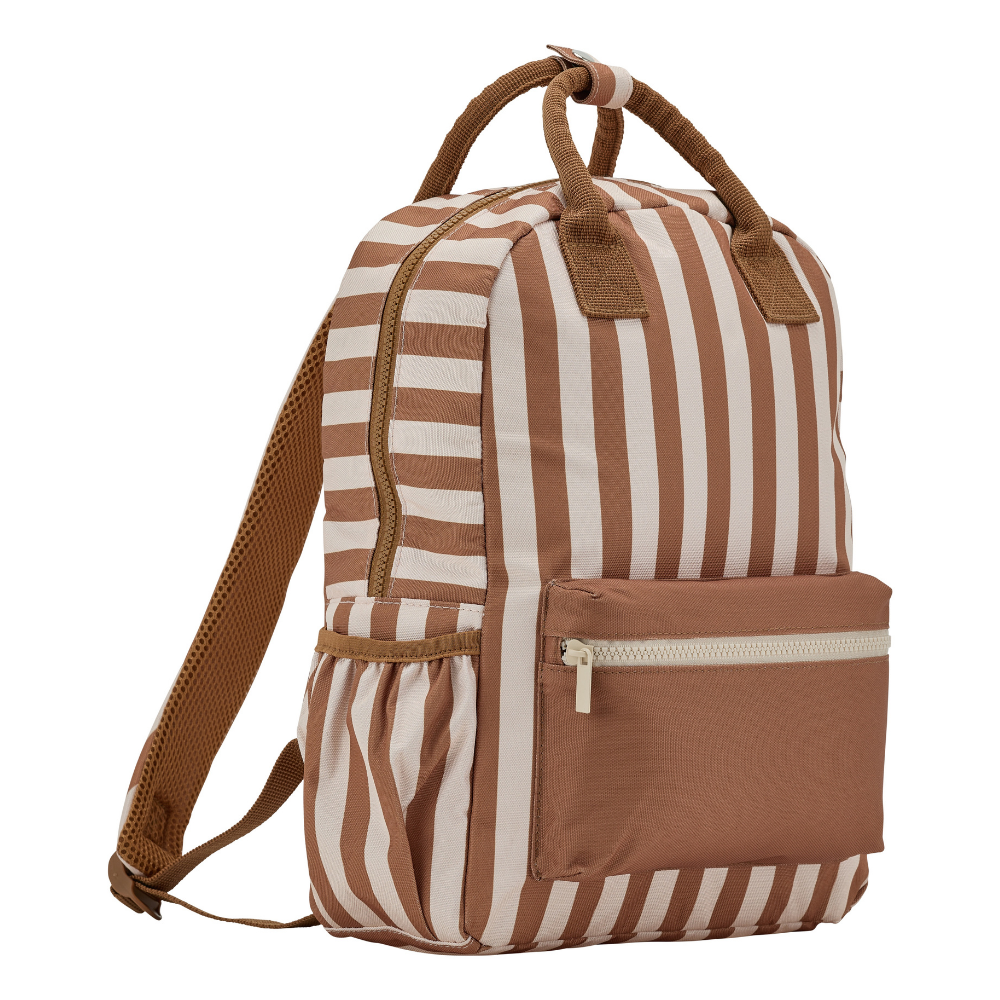 Sac à dos - Fond beige / Rayures marron