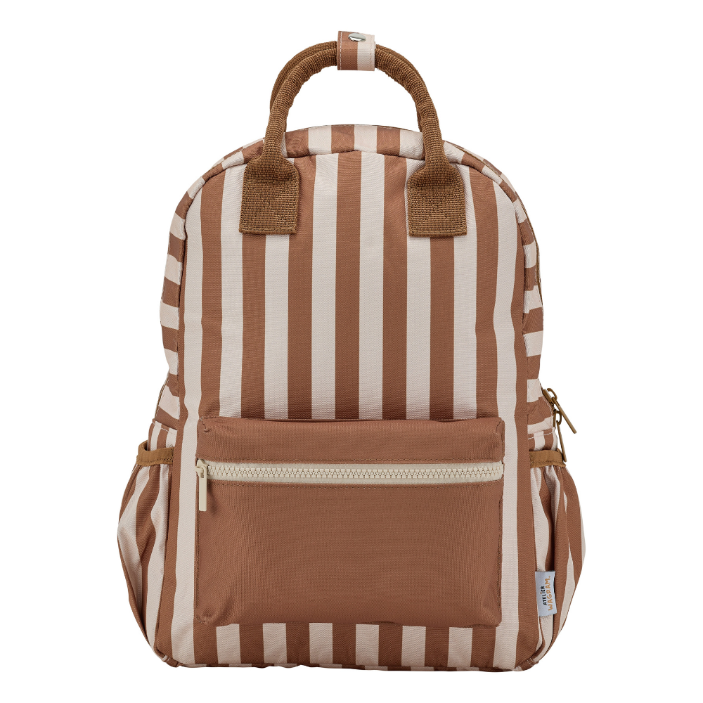 Sac à dos - Fond beige / Rayures marron