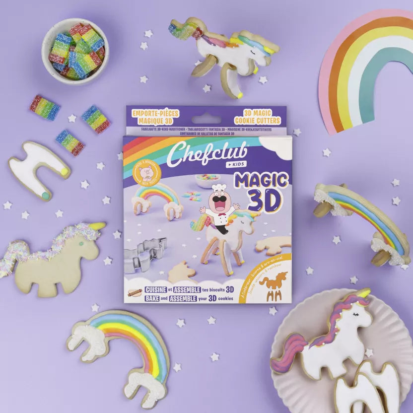 Kit Emporte-Pièces Biscuits 3D - Licorne et Arc-en-Ciel