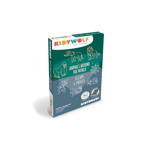 Cartes supplémentaires KIDYDRAW MINI - Thèmes  "Animaux autour du monde et Océans & Pirates "