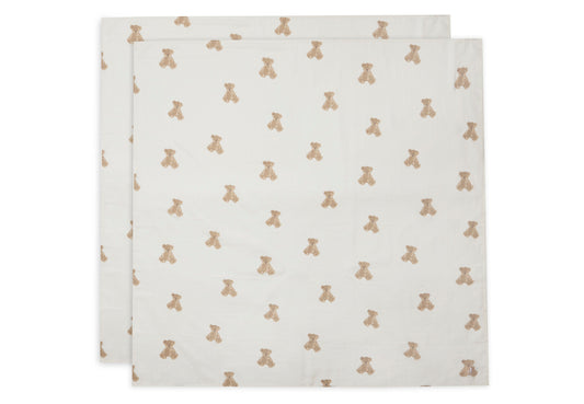Lange gaze de coton - Teddy Bear - Lot de 2 - 115 x 115 cm