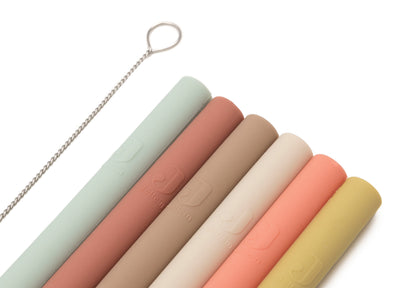 Lot de 6 pailles en silicone - Multicolore clair