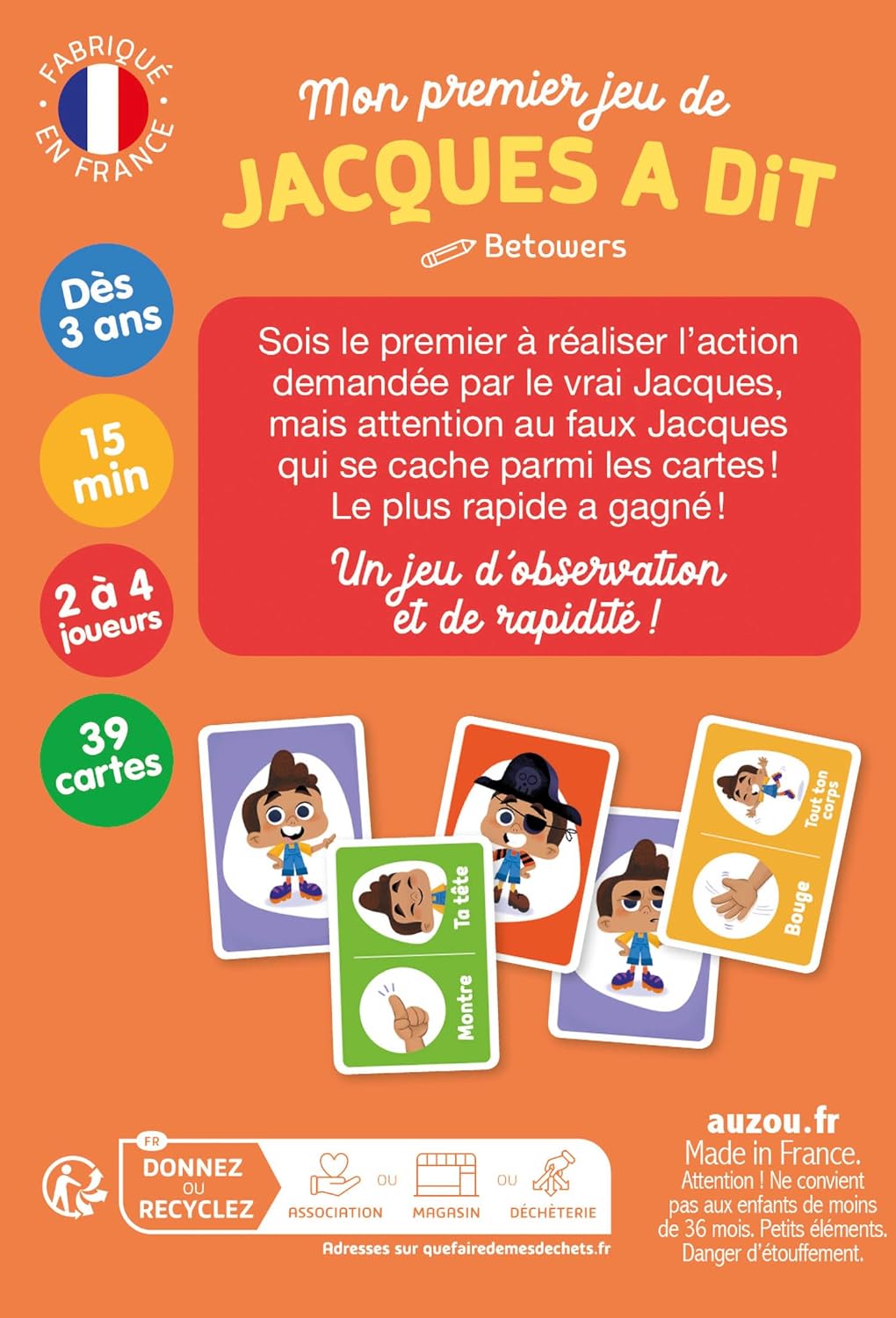 Jeu de cartes - Mon premier jeu de Jacques a dit