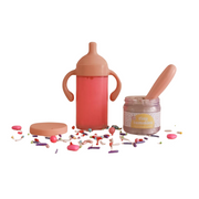 Coffret Anniversaire Biberon et Petit pot magique pour poupée - Lait Fraise et Gâteau