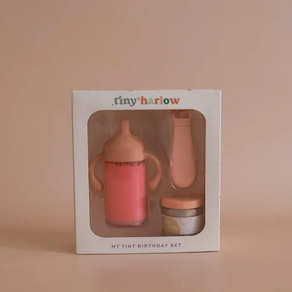 Coffret Anniversaire pour poupee - Biberon Lait Fraise et Petit pot magique Gâteau
