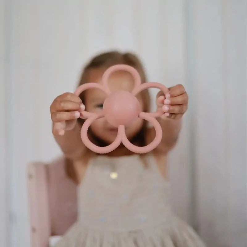 Hochet de dentition bébé - Fleur Rose
