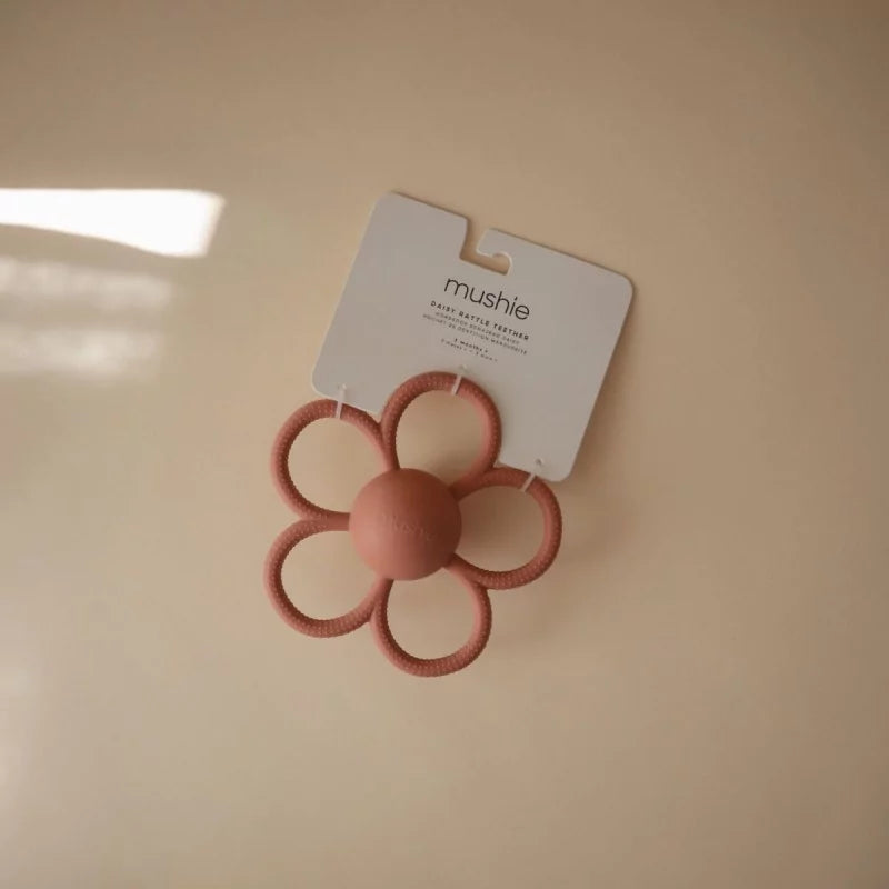 Hochet de dentition bébé - Fleur Rose