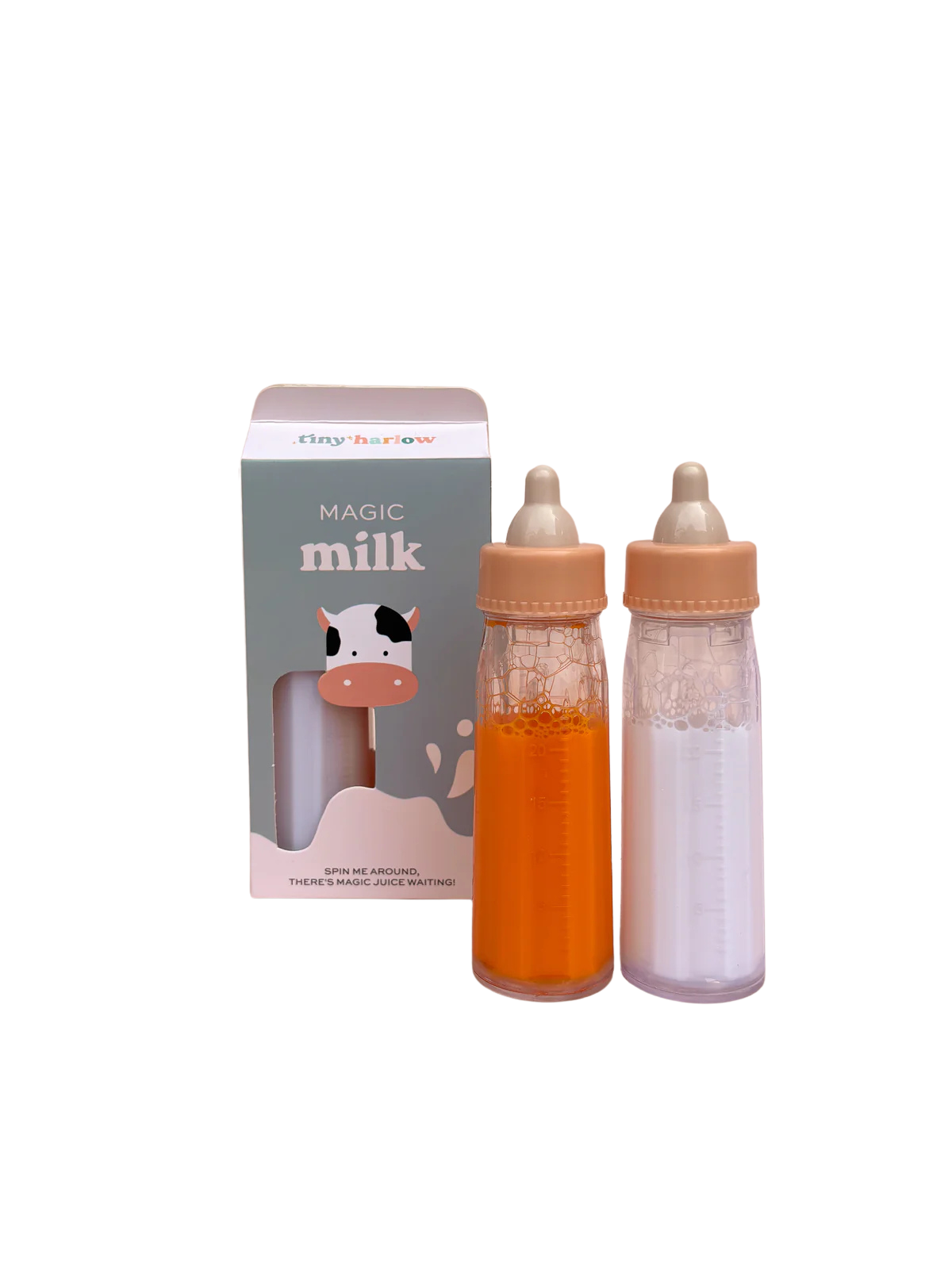Duo de Biberons Magiques pour poupée - Lait & Jus de fruits