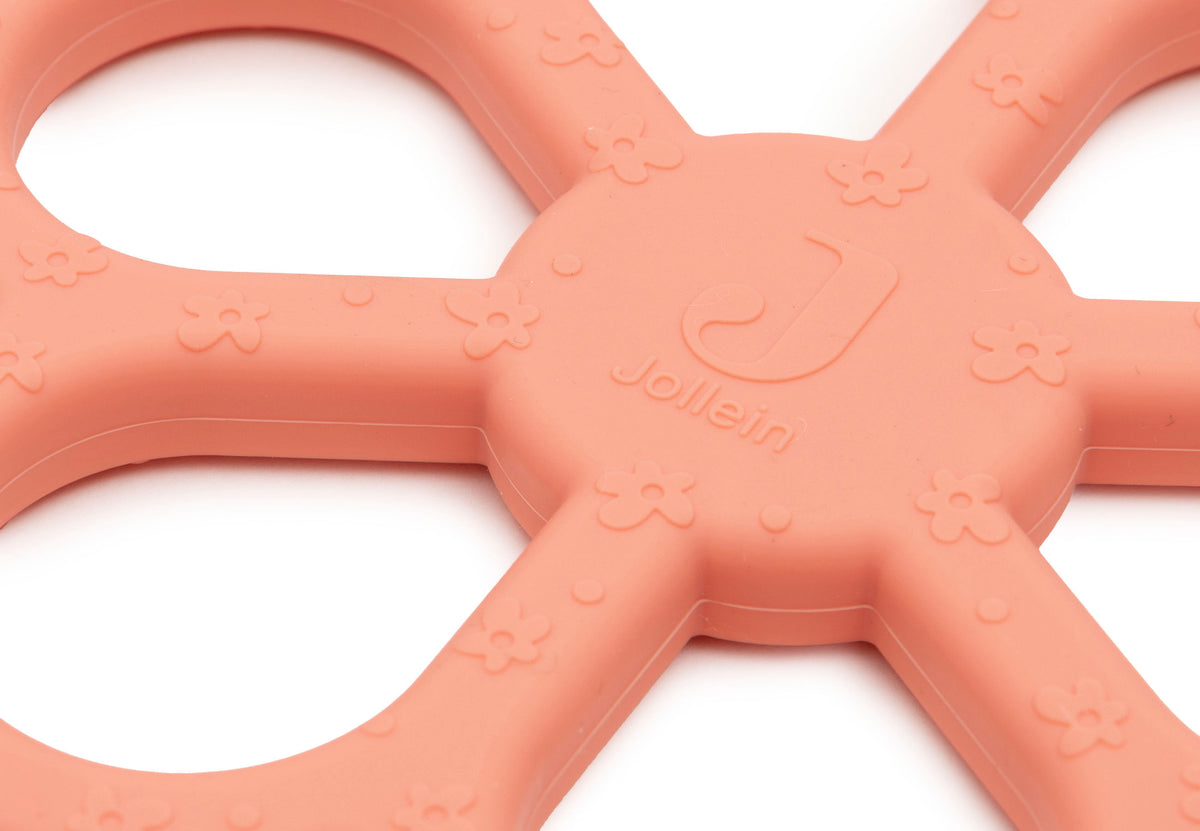 Jeu d'anneaux de dentition en fleurs rose