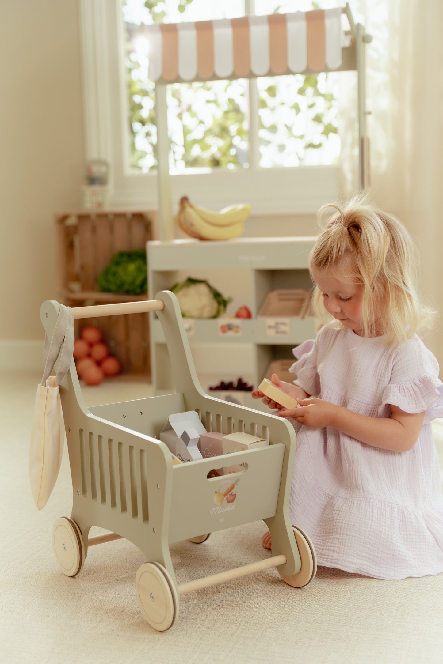Caddie de courses en bois