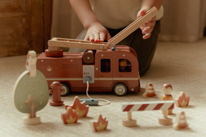 Camion de pompiers & accessoires en bois