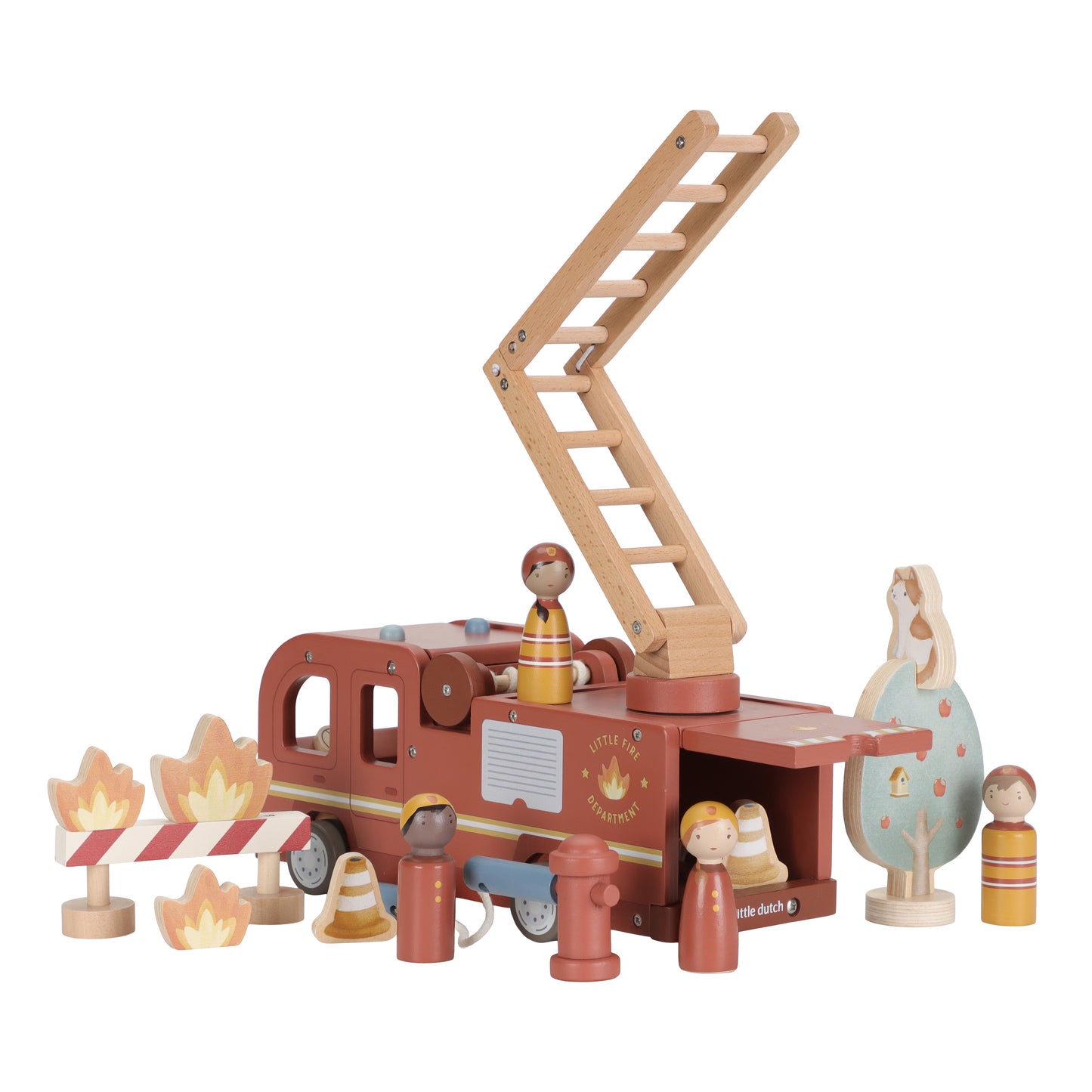 Camion de pompiers & accessoires en bois