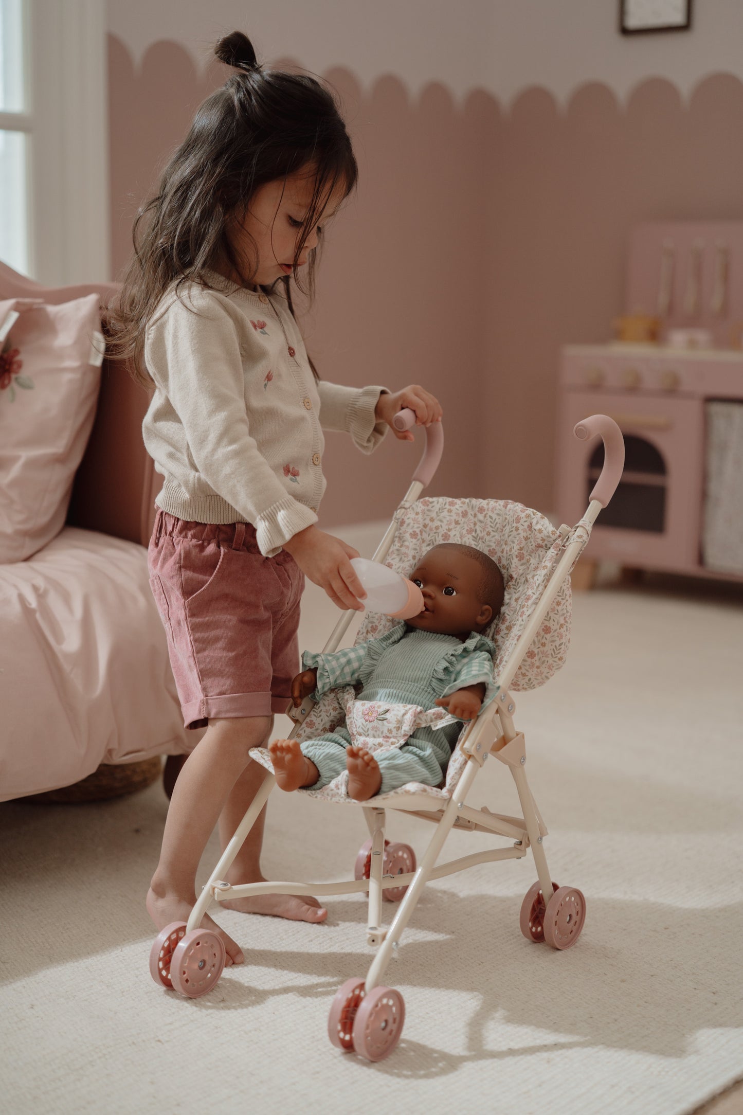 Poussette pour poupée - Fleuri