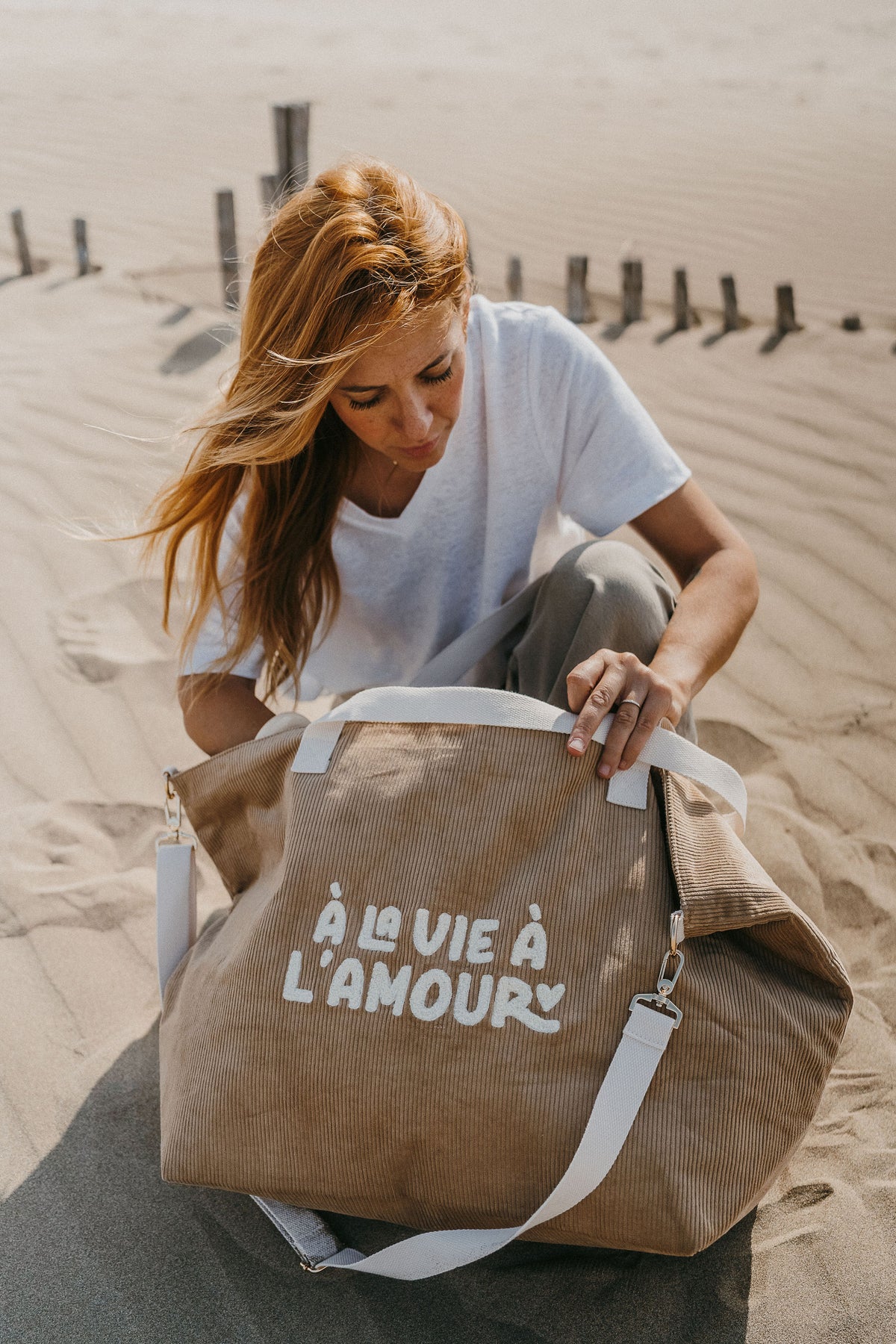 Sac cabas XL - Velours - À la vie à l'amour