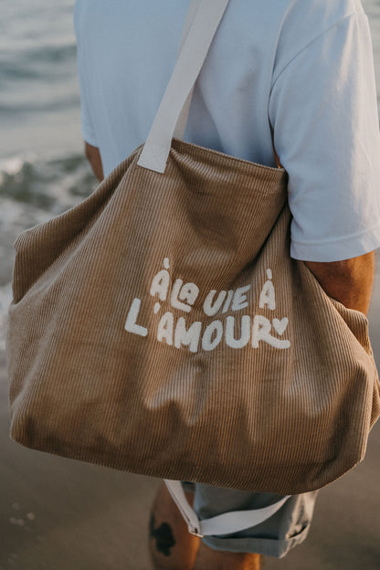 Sac cabas XL - Velours - À la vie à l'amour