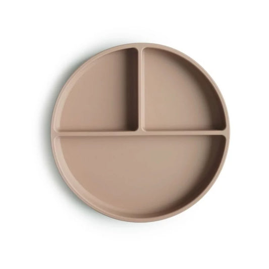 Assiette à compartiments en silicone rose mauve à ventouse pour bébé