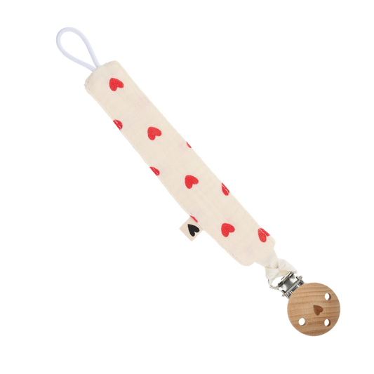 Attache tétine - Coeurs rouges