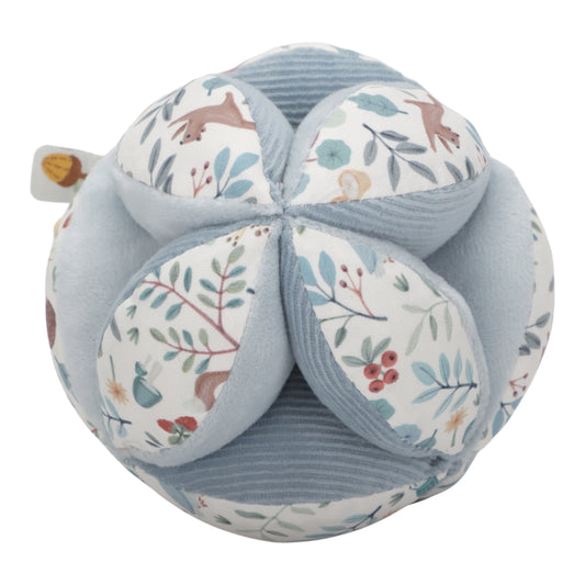 Balle de préhension en tissu matelassé à motif floral avec grelot pour bébé