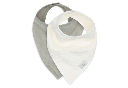 Bavoir bandana – Gaze de coton Olive Green / Oatmeal