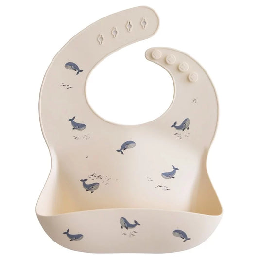 Bavoir en silicone – Baleines