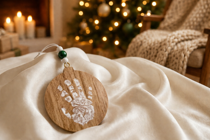 ( PRÉCOMMANDE ) - Boule de Noël empreinte - Bois