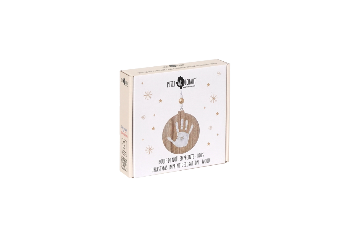 ( PRÉCOMMANDE ) - Boule de Noël empreinte - Bois