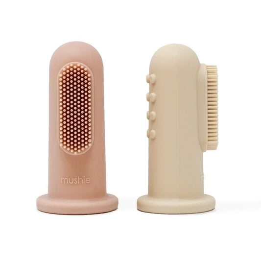 Brosse à dents à doigts, coloris Beige & Rose