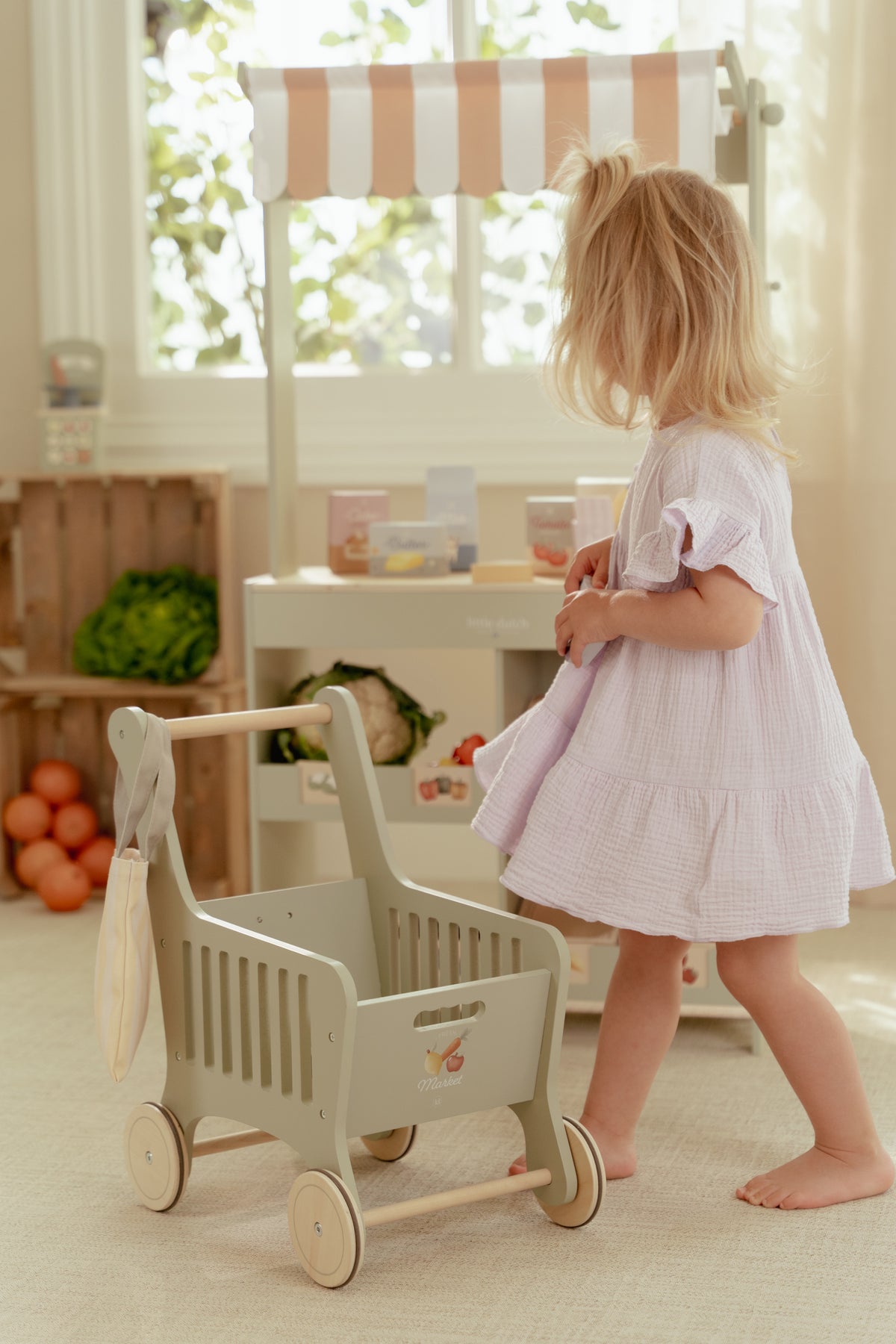 Caddie de courses en bois