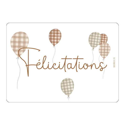 Carte - Félicitations ballons vichy