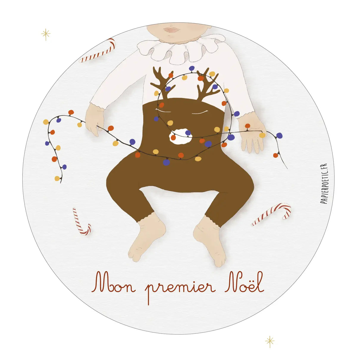 Carte ronde – Mon premier Noël – Renne